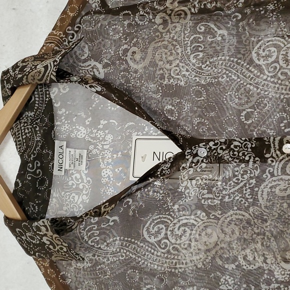 NICOLA Sheer Brown Paisley Blouse - Picture 3 of 6